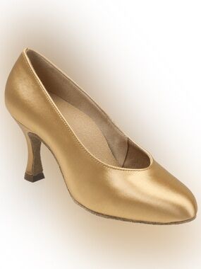 NWT Ray Rose Ladies Ballroom Flesh Satin Dance Shoes UK 3 / 2.5 “ Flared Heel